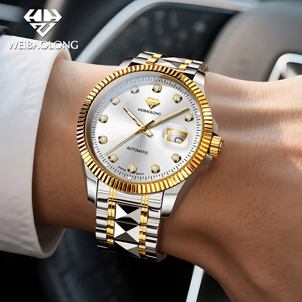 WEiBAOLONG 3802 Man Watch Swiss Movement Mechanical Watch Real Diamond Automatic Men's Watch High-end Luxury Brand Watch for Men