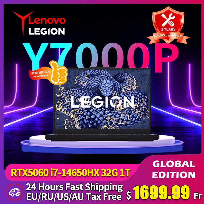 Lenovo LEGION Y7000P Laptop Core i9-14900HX/i7-14650HX GeForce RTX 5060 16G DDR5 1T SSD 16-inch 2.5K Gaming Laptops New