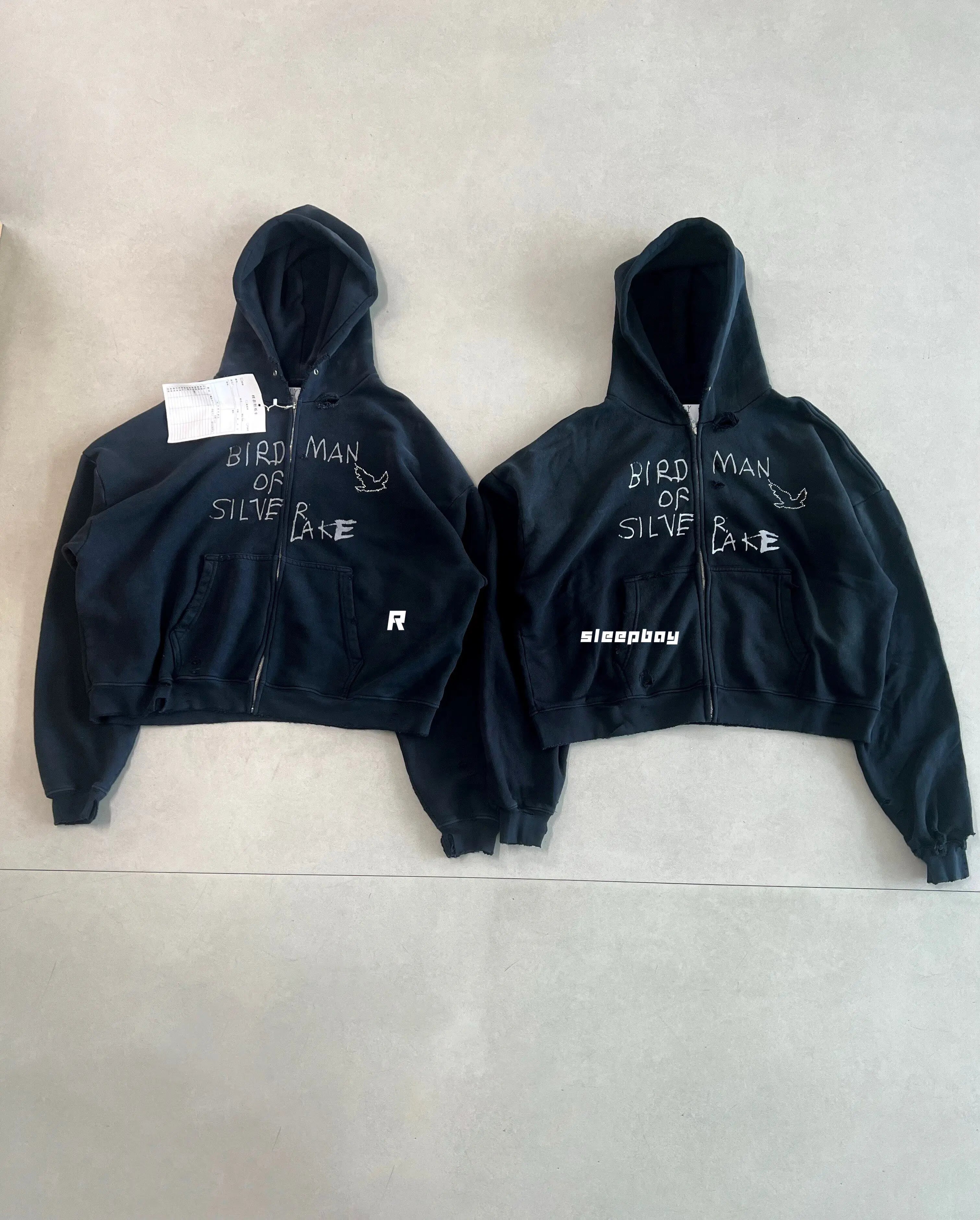 Paly Hollywood 25ss Birdman Medal Rhinestone Zipper Old Damaged Hoodie Jacket