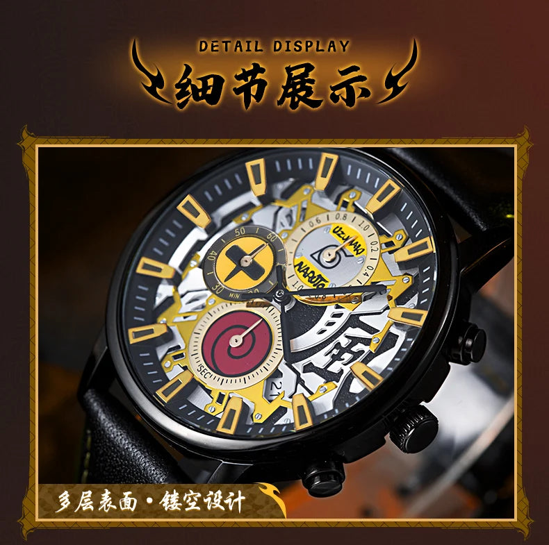 Anime Watch Naruto Uchiha Sasuke Cosplay Men's Travel Matching Waterproof Watch Birthday Gift