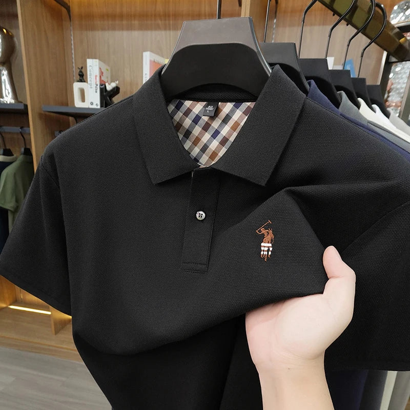Designer luxury brand short sleeve polo shirt men summer trend striped hot selling Paul embroidery business casual golf T-shirt