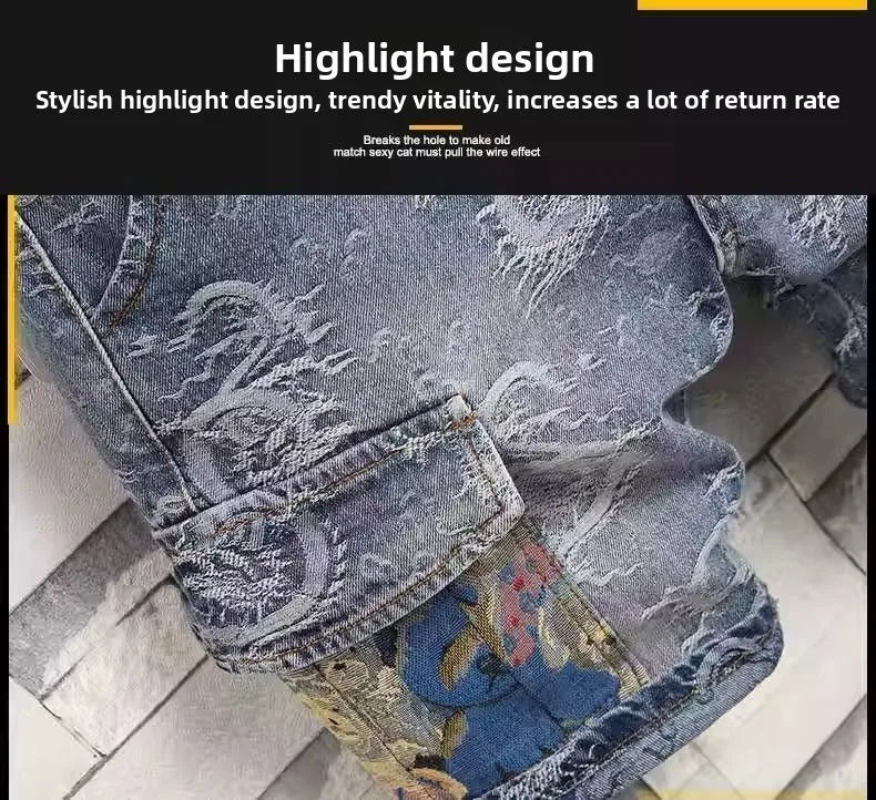 Dragon Embroidered Pants Men's Denim Shorts Men's Summer Thin Overalls 2025 New Designer Five-point Jeans Y2k Clothes Man