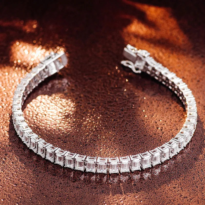 Provence Everyday Tennis Bracelet 16.5cm KGold Emerald cut DEF/VS Lab Diamonds Luxury Bangles Fine jewelry for Women Men Custom