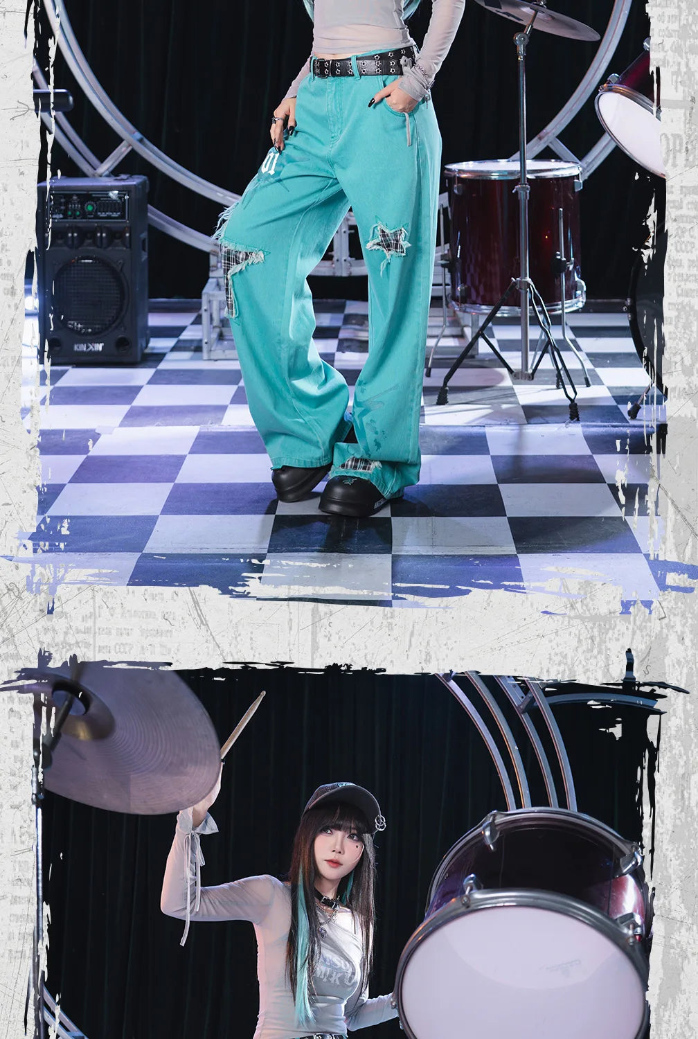 Moeyu Hatsune Miku Women Denim Trousers Jeans Pants Vocaloid Cosplay Casual Costume Woman Clothing Girl Punk Pant Streetwear