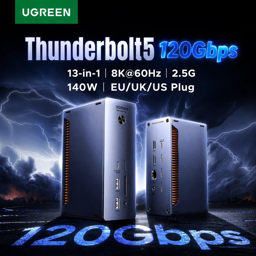 UGREEN Thunderbolt 5 Docking Station 8K60Hz 120Gbps 2.5GbE RJ45 SD&TF 3.5mm for MacBook Laptop Dell XPS Razer Blade 18 USB-C HUB