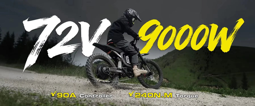 Electric Dirt Bike for Adults 9000W Motor Electric Motorcycle New In 50 MPH High-Speed E-bike Battery 72V 40AH Off-Road E Bike