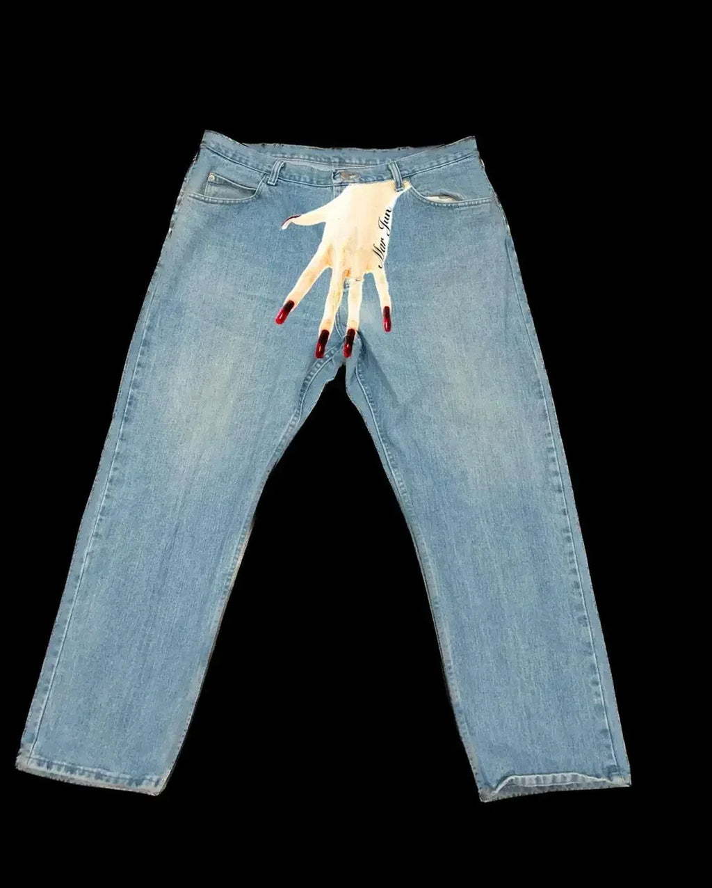 Y2k Gothic Hip Hop Palm Print Baggy Jeans Harajuku Fashion Men Women Streetwear High Waist Denim Pants Vintage Straight Trousers