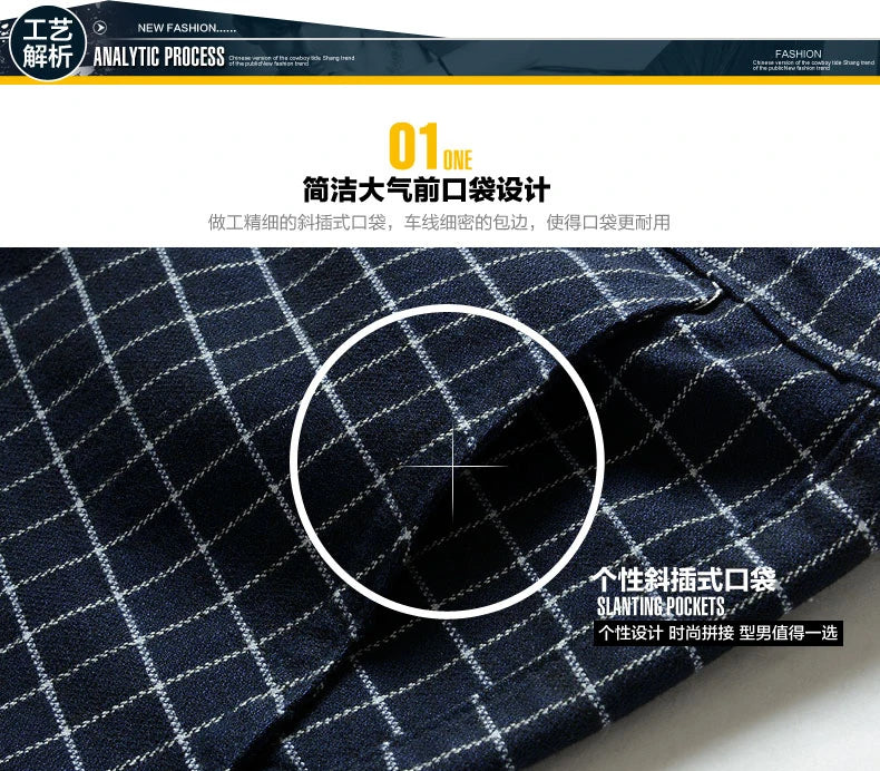 Summer dress pants for men Cotton Casual cargo Pants Man Straight Loose Suit pants Plaid Trousers Male Big size Brand Clothes