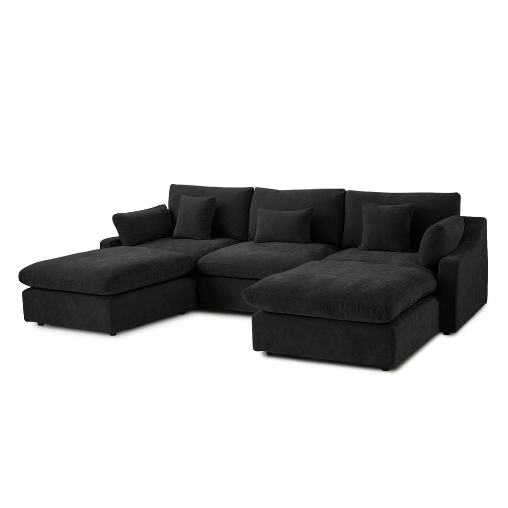 Comfy Cloud Couch 120''  Modern Sectional Sofa for Living Room Down Filled Couch with Ottoman U Shaped 5 Seater Convertible Sofa