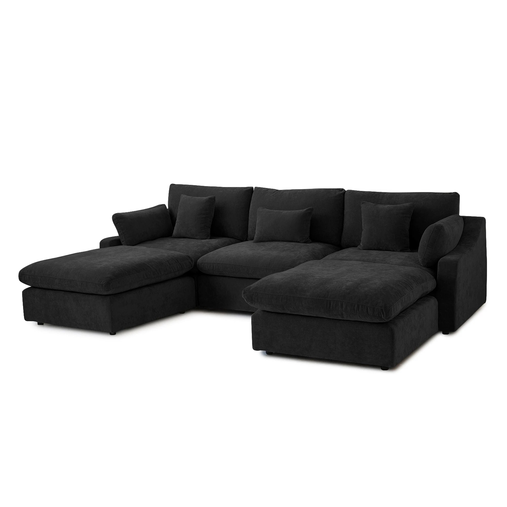 Comfy Cloud Couch 120''  Modern Sectional Sofa for Living Room Down Filled Couch with Ottoman U Shaped 5 Seater Convertible Sofa