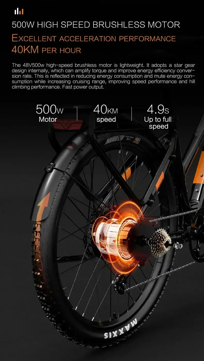 MX600 Electric Bicycle 500W motor Mountain e-bike 48V 20Ah battery 40km/h 27.5 inch tire Mountain rubber Sports Electric bike