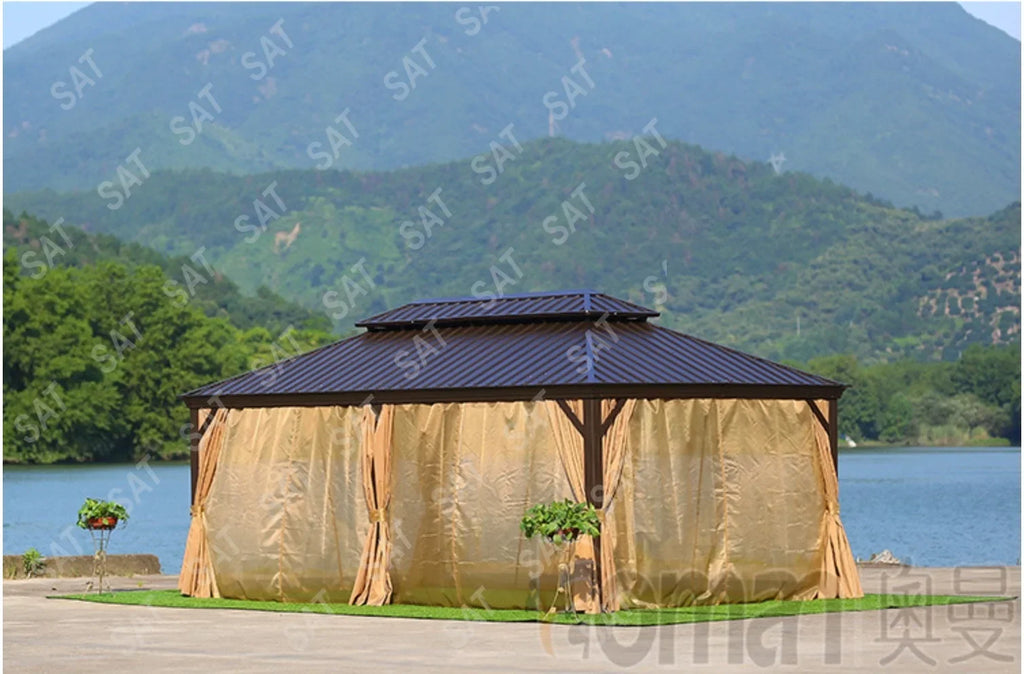 -Customize 3x3 10x12 16x20 Hardtop Metal Waterproof Garden Outdoor Modern Iron Wooden Aluminum Patio Gazebo for Sale