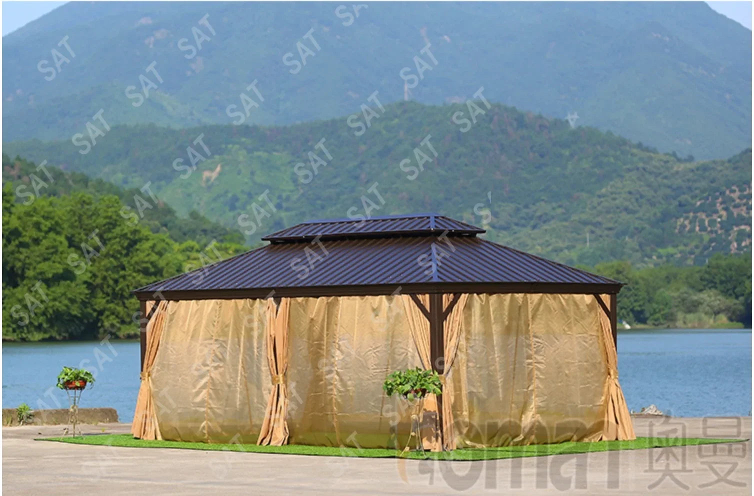 -Customize 3x3 10x12 16x20 Hardtop Metal Waterproof Garden Outdoor Modern Iron Wooden Aluminum Patio Gazebo for Sale