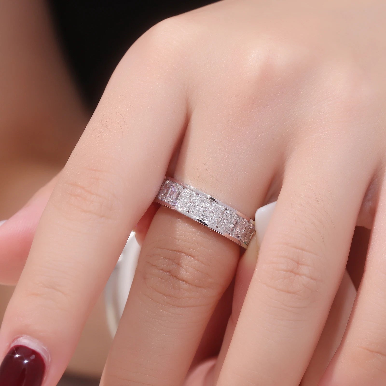 Provence Luxury Radiant Cut Ring 14K 18KGold DEF/VS Lab Grown Diamonds Ring for Women Men Wedding 3/4band Personalized Custom
