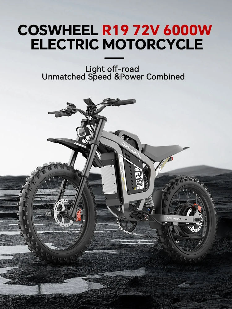 SLDBK R19 Electric Bike High Power 6000W Adult Electric Motorcycle 72V40Ah Battery Off-Road E-bike Use 85kmh Mountain Dirt EBike