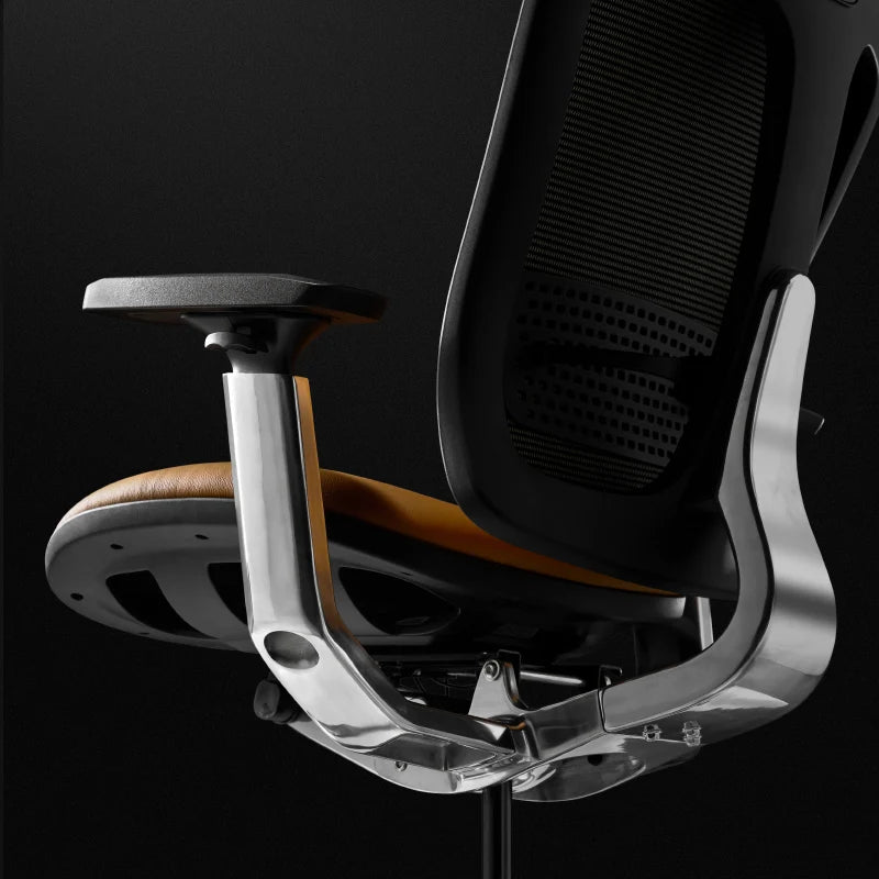Luxury Modern Office Chair Wheels Orange Leather Computer Ergonomic Desk Chairs Recliner Swivel Sedia Ufficio Furniture