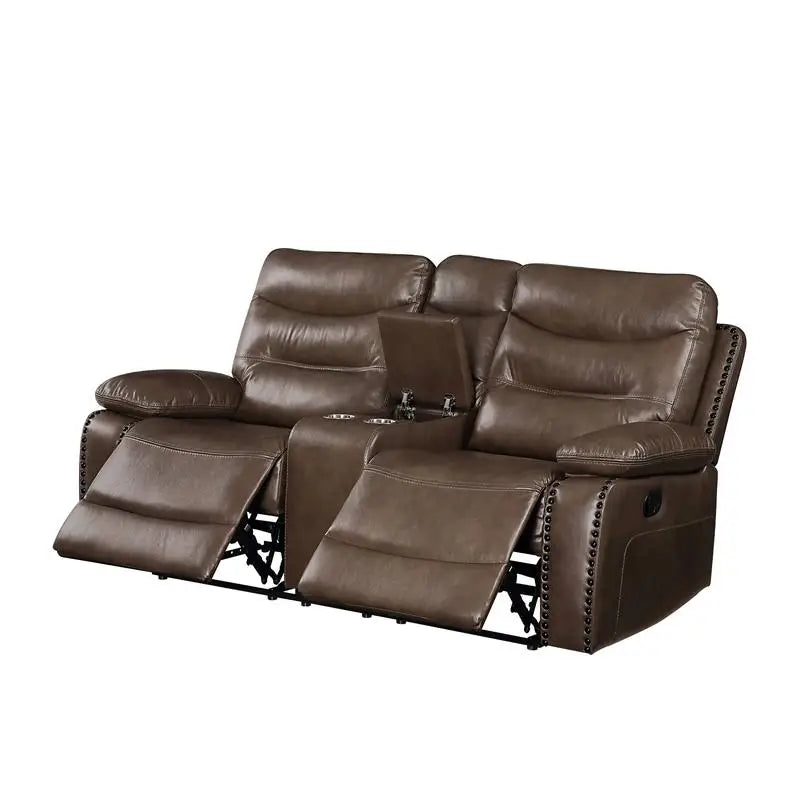 Brown Leather GEL Match Recliner Loveseat - Cozy 2-Seater Sofa for Living Room, Stylish and Comfortable Seating Solution