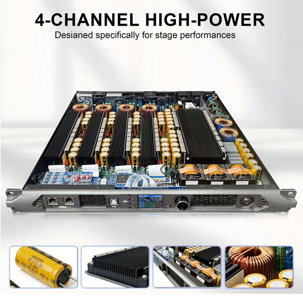 Paulkitson Professional 4channel Digital Power Amplifier Silicon Carbide Class D Power Amplifier Stable 2Ω 4x6800w For Speakers