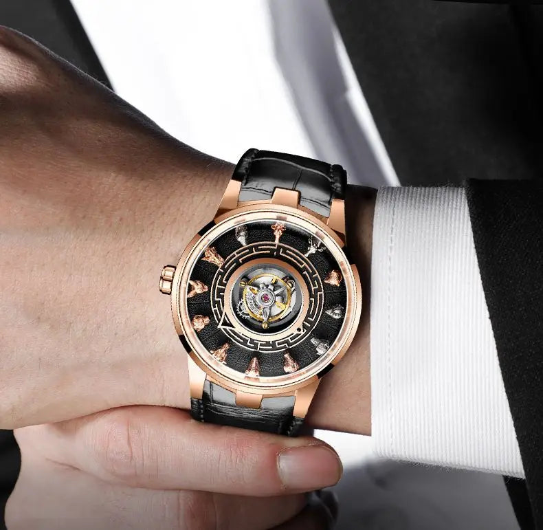Haofa Center Tourbillon Watch 3D Chinese zodiac Animal Sculpture Manual Tourbillon Sapphire Waterproof Limited Watches Men 2000