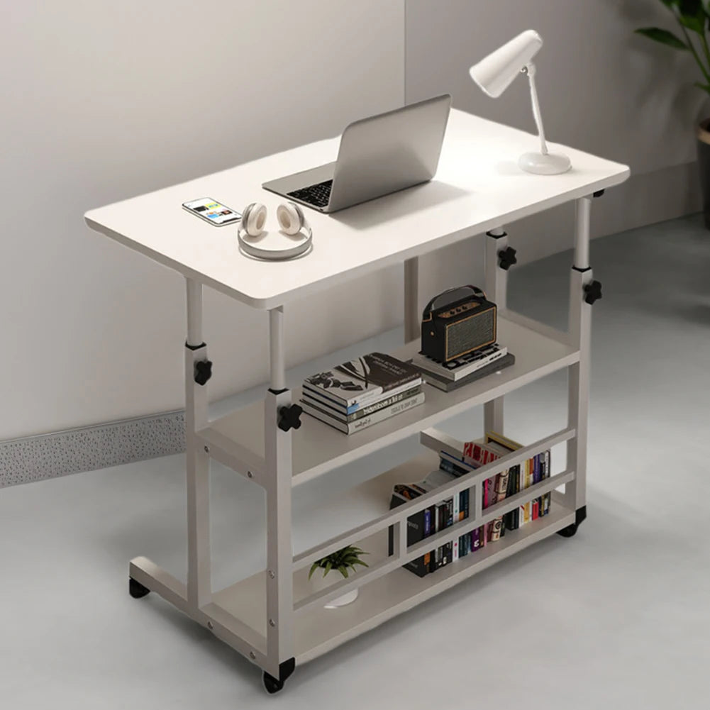 Multi-Layer Standing Desk Height Adjustable Wooden Computer Desk Workstation Work Table Bedside Table for Home Office