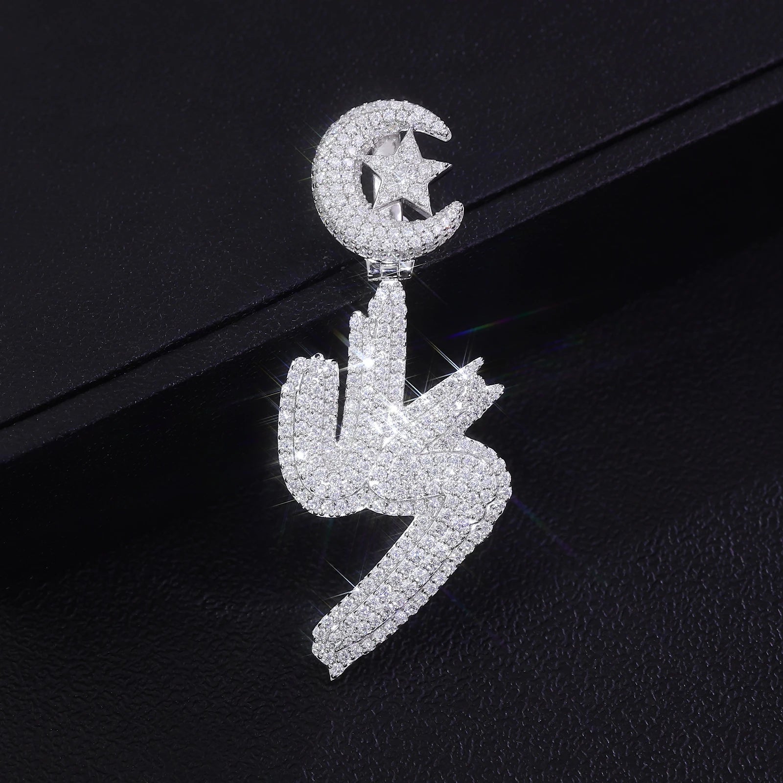 Provence jewelry 925 Sterling silver pendant Letter VS star moon lab diamond pendant for men rock hiphop jewelry boyfriend gift