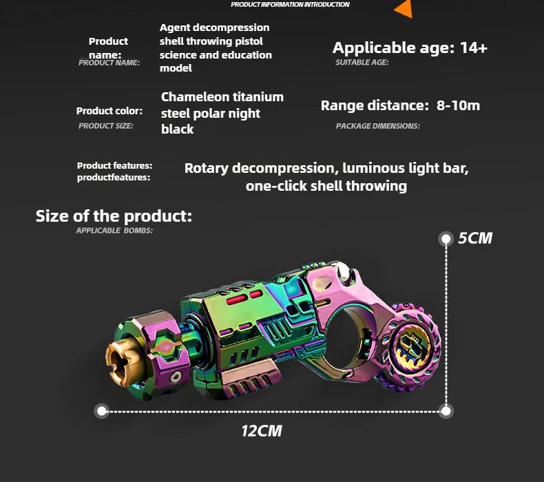 Shell-Ejecting Alloy Toy Pistol Set Stress Relief Fidget Sensory Toy Mini Finger Spinning Top EDC Desk Gadget Gift for Teen Boys