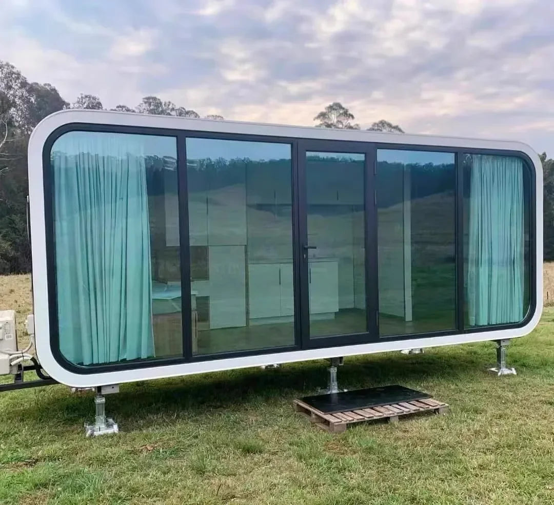 A for Customized Prefabricated Mobile Eco Apple Luxury 2 Bedroom Commercial Space Capsule House With Kitchen