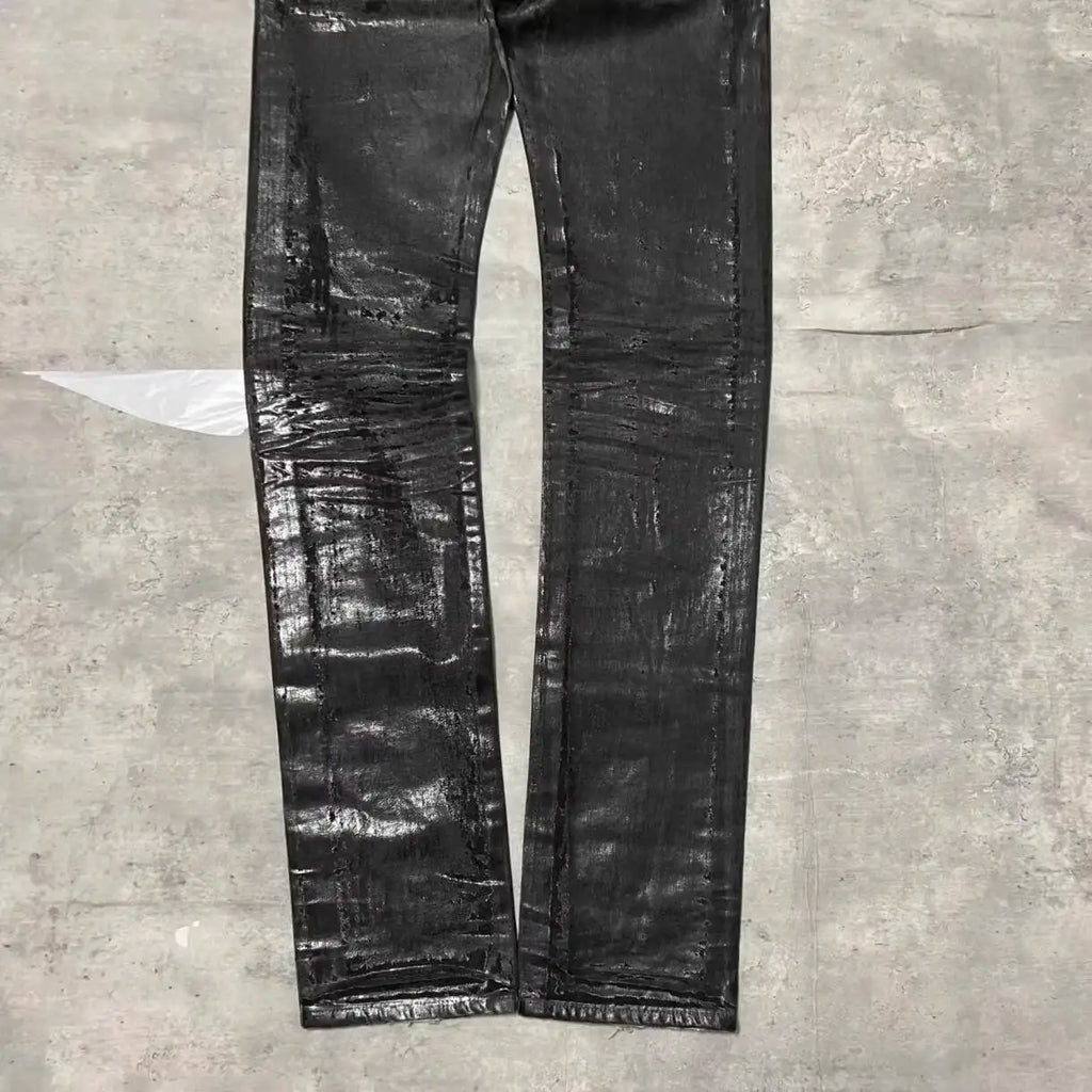 HKSH Autumn New Men Tide Dark Vintage Stylish Damage Waxed Denim Pants Handmade Hole High Street Jeans Straight Chic Ins HK17722