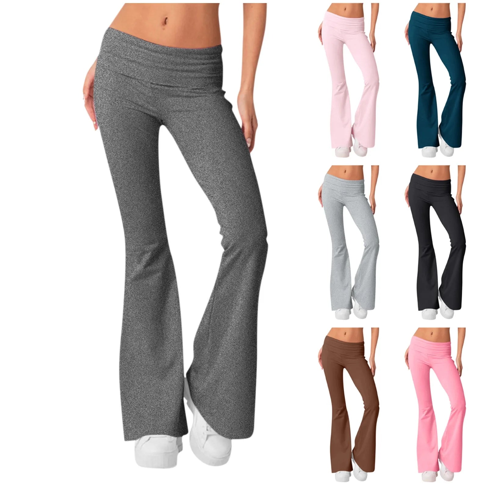 Women Flare Leggings High Waist Wide Leg Yoga Pants Seamless Fitness Workout Tights Gym Sports Trousers Casual Slimming Clothing