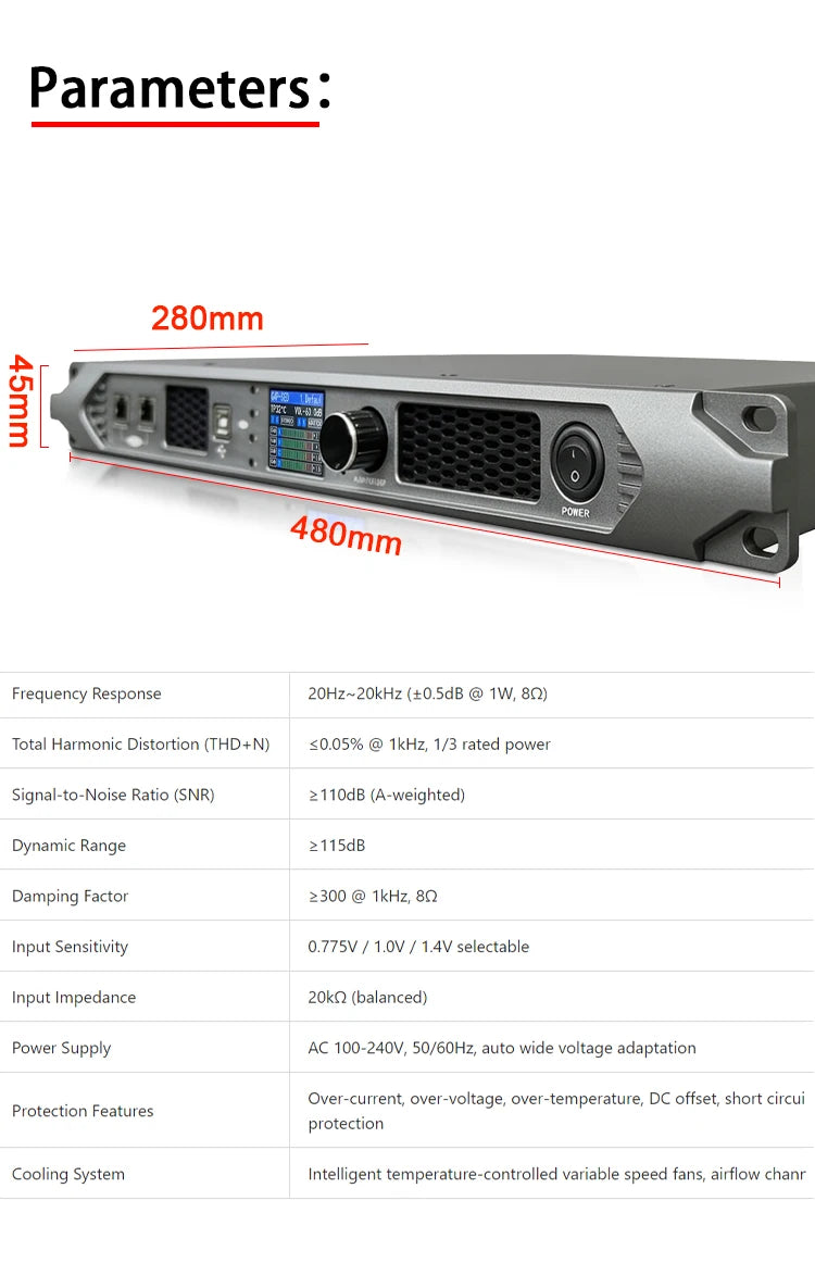 Paulkitson Professional 4channel Digital Power Amplifier Silicon Carbide Class D Power Amplifier Stable 2Ω 4x6800w For Speakers