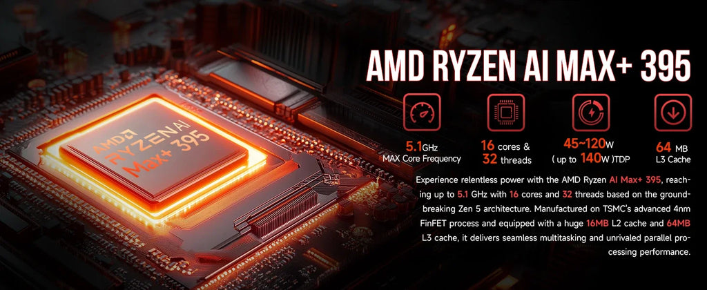 AI Mini PC AMD Ryzen Al Max+ 395 128GB LPDDR5X 8000MHz 2TB PCIe 4.0 SSD 2.5G LAN WiFi 7 BT5.4 Mini Gaming Computer