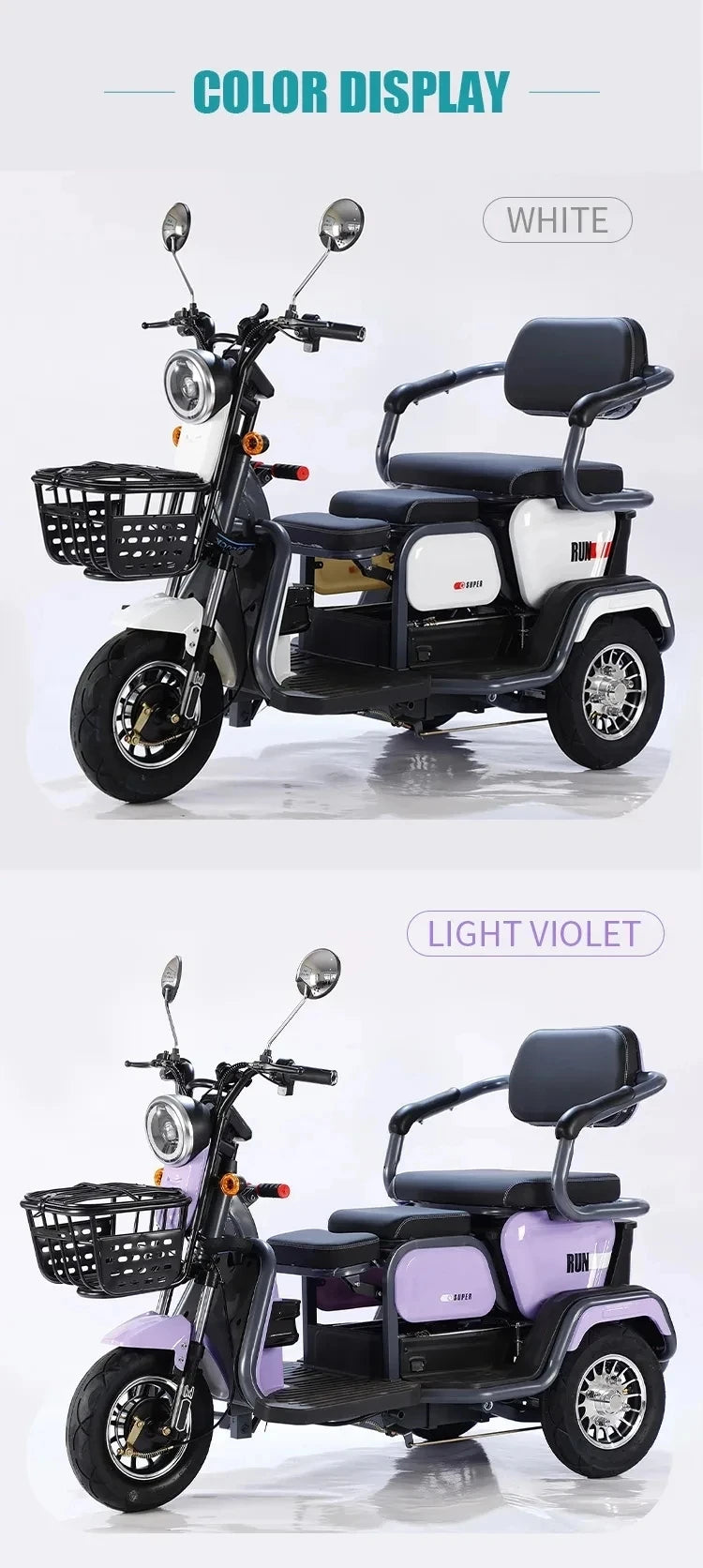 D185 New Three-wheeled Electric Bicycle Ticycle 48V/60V Three-wheeled Electric Motorcycle