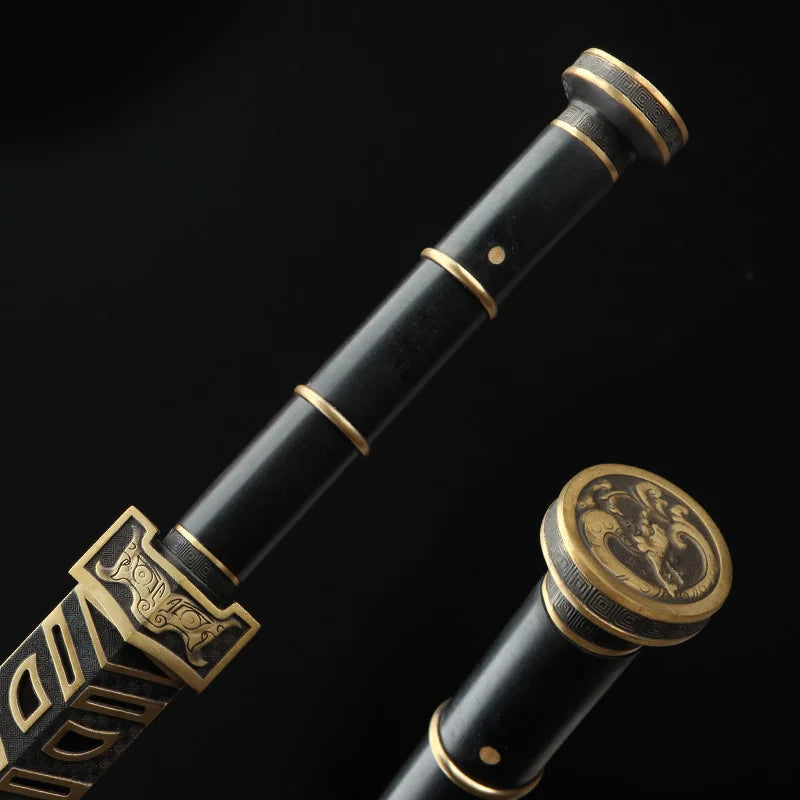 Chinese Kongfu Ruyi Jian Sword Folded Damascus Steel Blade Real Full Tang Sharp Ready Battle Metal Handle Taichi Swords Katanas