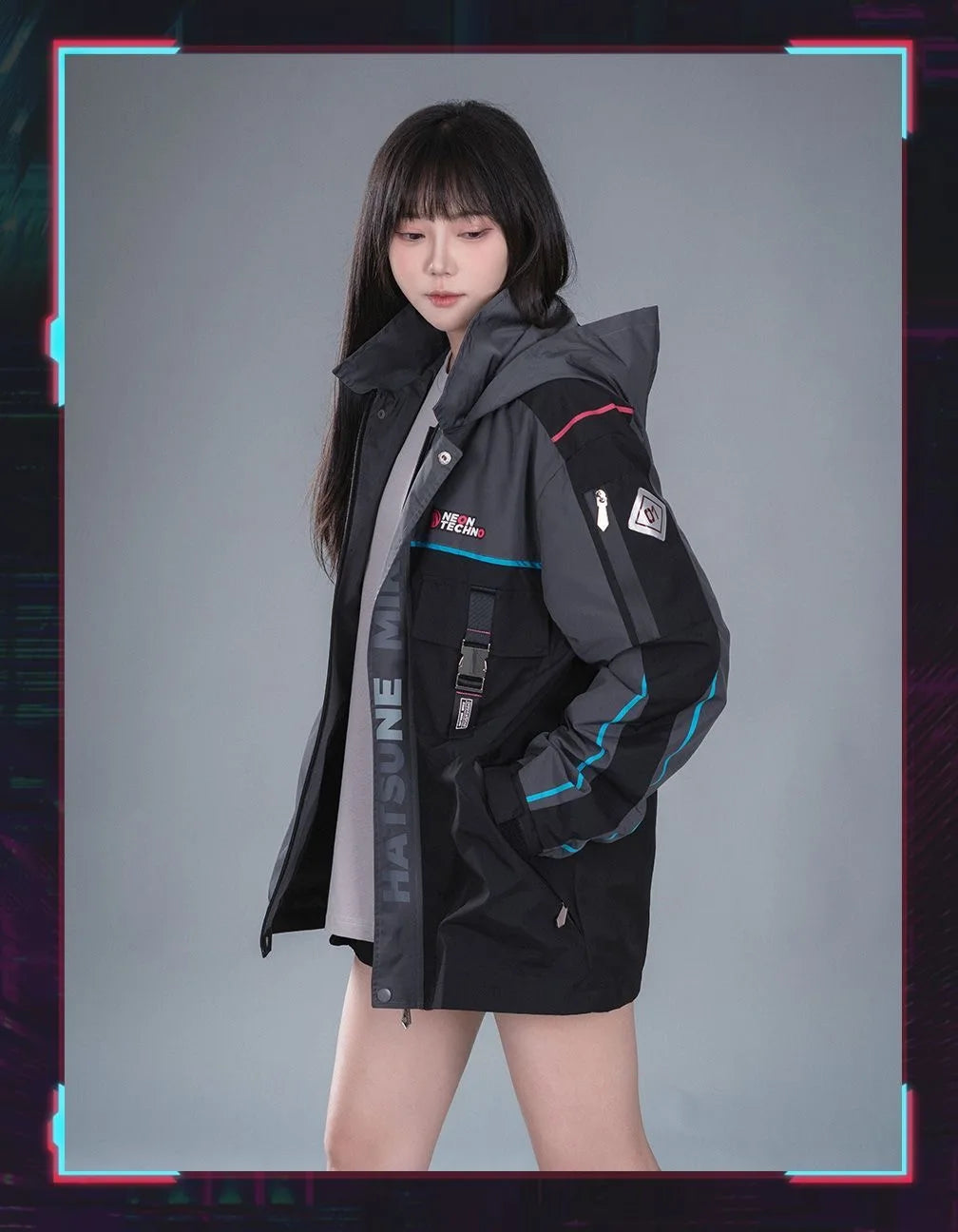 Moeyu Hatsune Miku Cosplay Jacket for Men Trench Hooded Jackets Man Winter Coat Women Clothes Anime Costume Casual Outwear