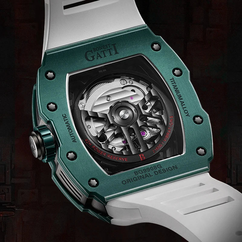 BONEST GATTI Watch for Men Man Automatic Watch Barrel Skeleton Carbon Fiber Men Skeleton Fashion Sports Style Man Watches