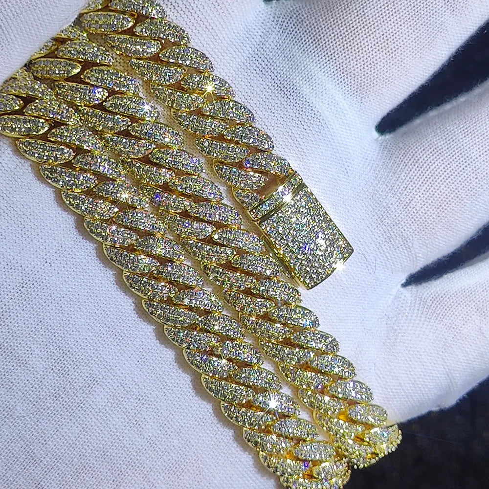 10mm Hip Hop Cubic Zircon CZ Iced Out Bubbles Cuban Link Chain Necklace For Men Women Jewelry Birthday Gift