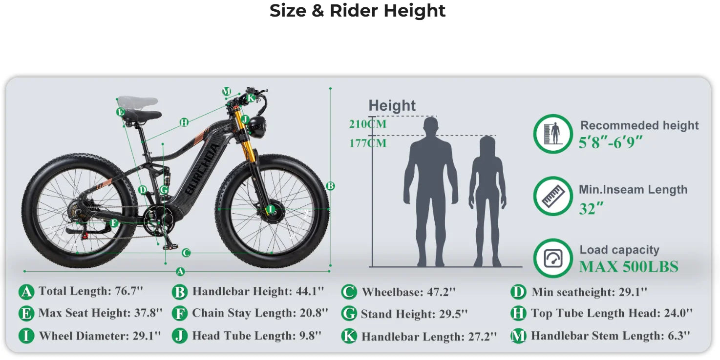 26" Electric Bike 2000W E-Bike For Adults Dual Motor Bicycle  32mph Fat Tyre