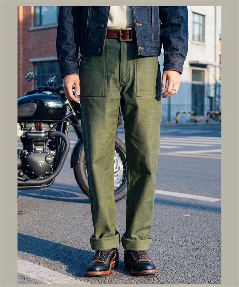 Red Tornado 15oz Heavyweight Cotton Sateen OG-107 Fatigue Pants Vintage Military Style Men's Casual Trousers
