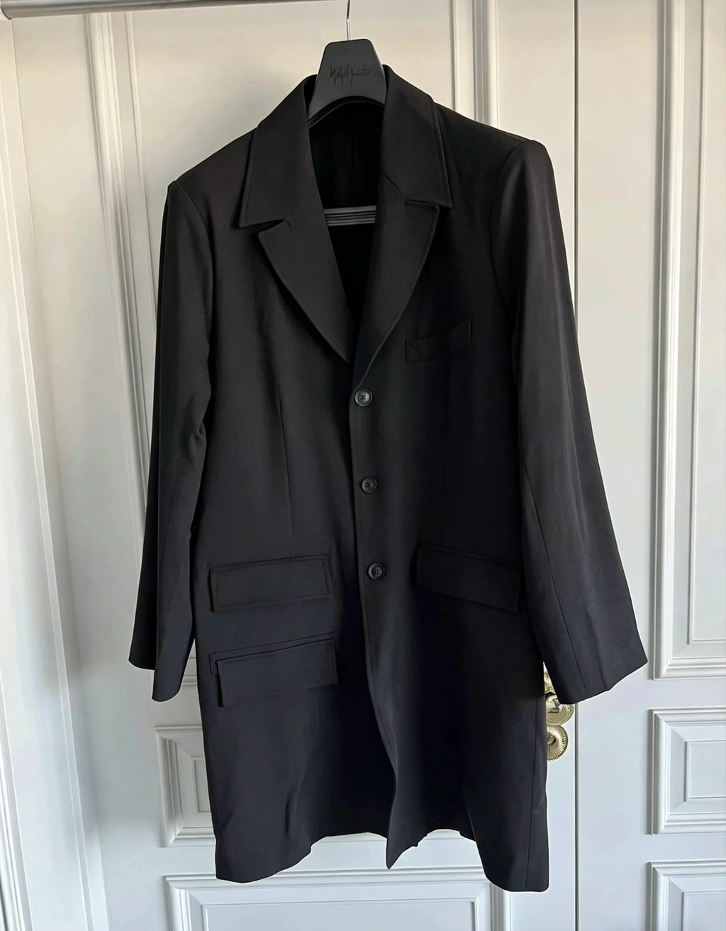 TOP-YAMAMOTO Original Design Yoshi signature single-breasted workwear, wool trench coat, commuter wear jacket