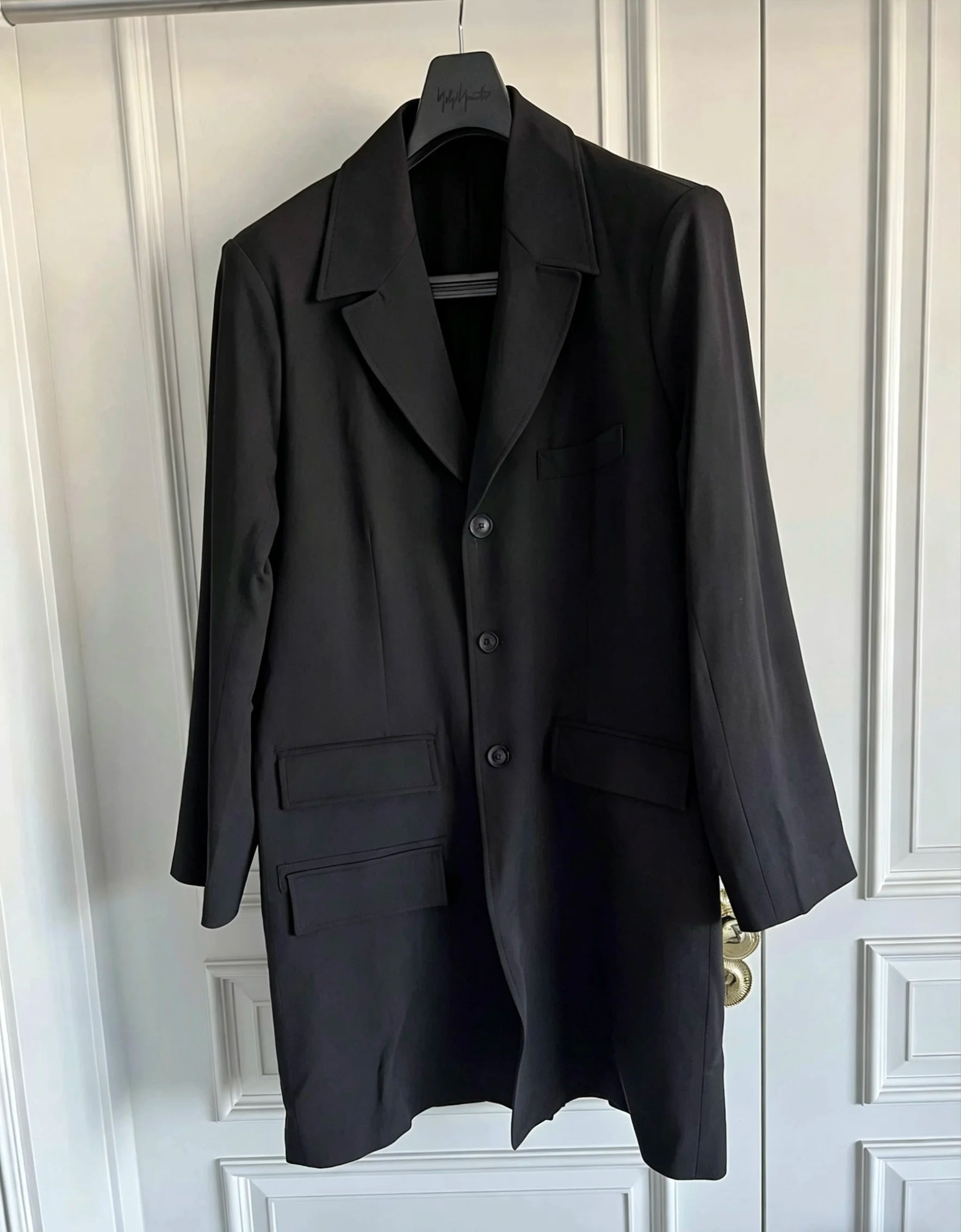 TOP-YAMAMOTO Original Design Yoshi signature single-breasted workwear, wool trench coat, commuter wear jacket