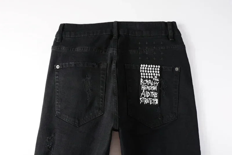 2025 KSUBI Men Personality Multi-style Low Rise Elastic Skinny Denim Pants American Style Ripped Trousers Jeans