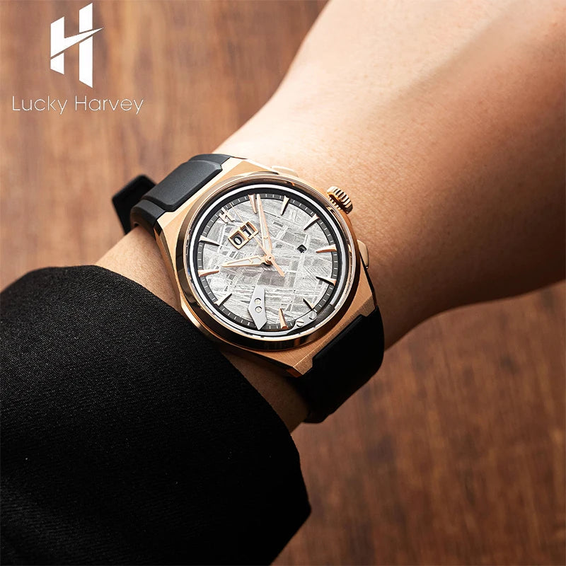 Lucky Harvey Meteorite Pattern Dial Chiming Watches Self-sounding Grade 5 Titanium Alloy Automatic Mens Wristwatch New Limited