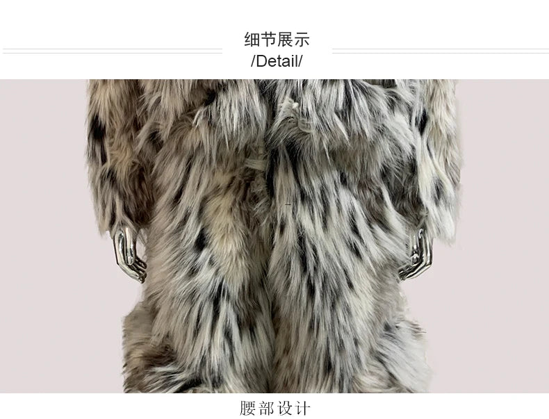 Mauroicardi Winter Long Colorful Multicolored Thick Warm Hairy Fluffy Faux Fur Wide Leg Pants Men Runway Fashion Streetwear 2025
