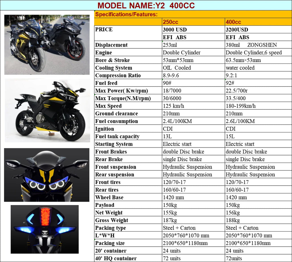 2021 Newest Chopper  400CC zongshen water cooling double cylinder engine EFI ABS  Off Road Racing Fuel Sport racing Motorcycle