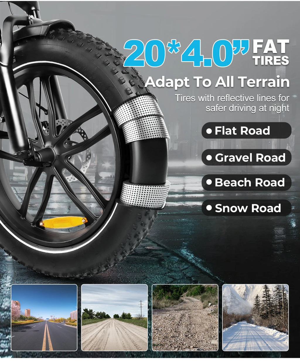 Folding E-bike 500W Brushless Motor 36V13AH Battery Electric Bike Alluminum Alloy All Terrain 20*4Inch Fat Tire Electric Bicycle