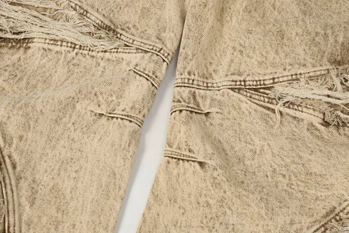 2025 New Americantrendy street hip-hop style ripped wide-leg loose jeans