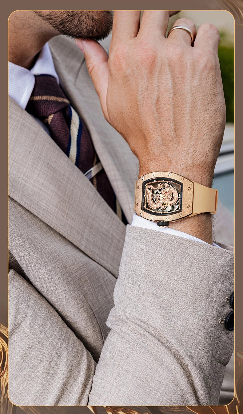 Bonest Gatti New Dragon Wrist Watch New Stainless Steel Case Luxury Fashion Business Watches for Men