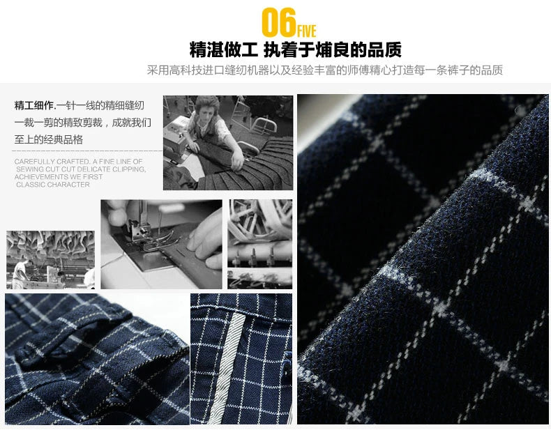 Summer dress pants for men Cotton Casual cargo Pants Man Straight Loose Suit pants Plaid Trousers Male Big size Brand Clothes