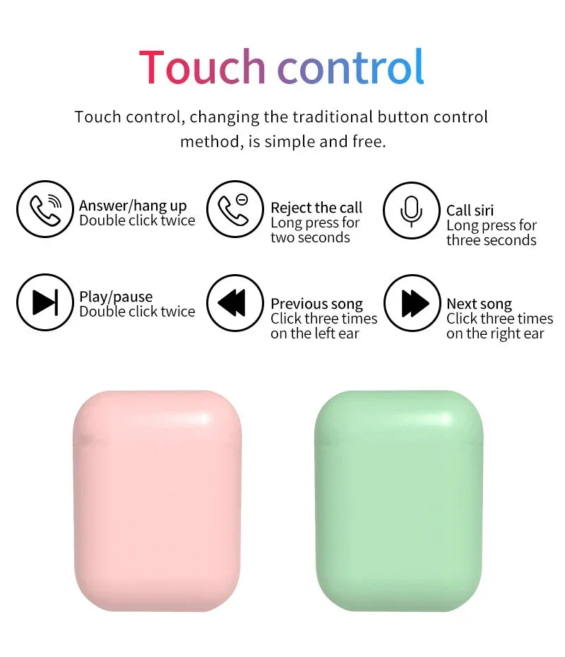 Disney's New TWS i12 Wireless Headphones Bluetooth Stitch 5.0 Headphones Matte Macaron Headphones with Microphone Handsfree