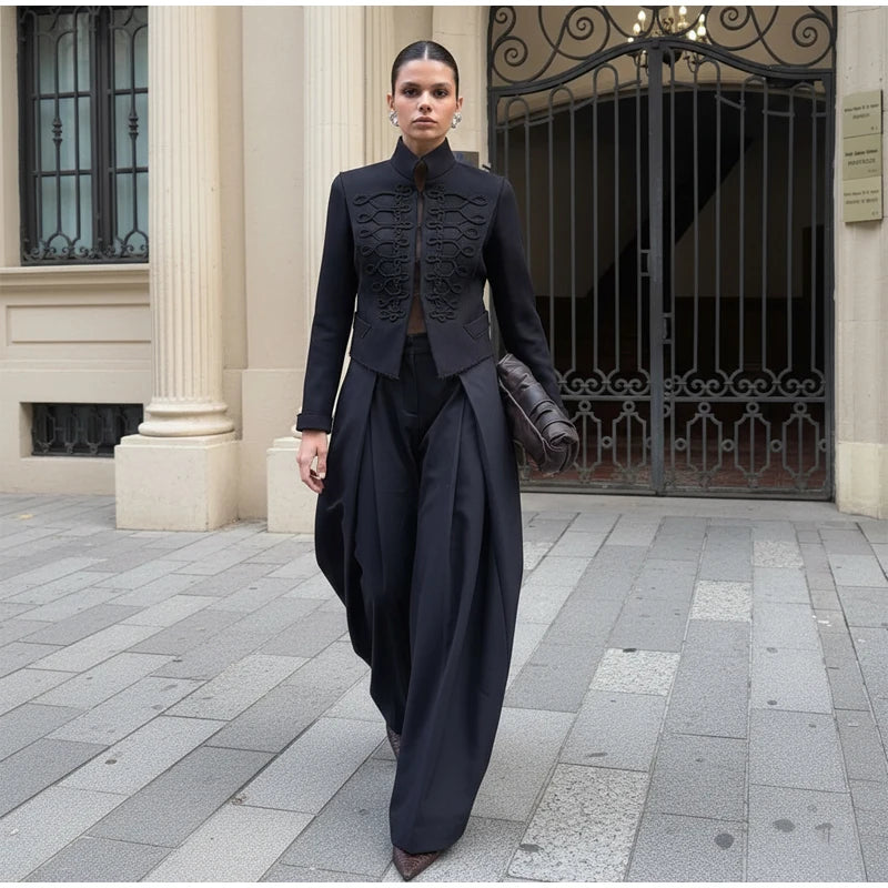 Fashion Stand Collar Military Jacket Women Casual V-neck Full Sleeve Single Breasted Short Jackets 2026 Lady Spring Commute Coat